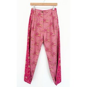 Manish Arora || Jacquard Brocade Embroidered Snap Ankle Trousers Pants Pink 36